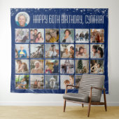 Custom Birthday Banner Multi Photo Blue Silver タペストリー (インサイチュ(横))