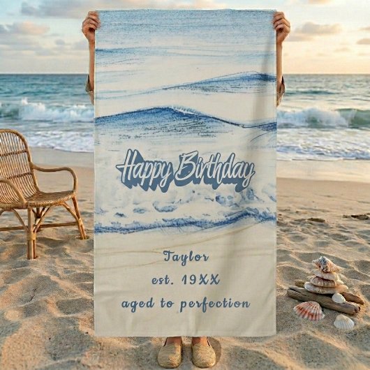 Custom Birthday Beach Towel  ビーチタオル