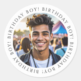 Custom Birthday Boy Photo Envelope Seal Sticker  ラウンドシール