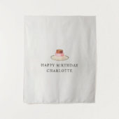 Custom Birthday Cake Name Flag Fabric Banner タペストリー (正面)