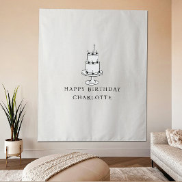 Custom Birthday Cake Name Flag Fabric Banner  タペストリー
