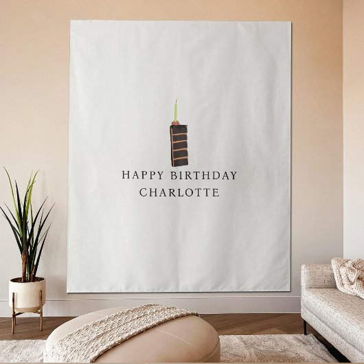 Custom Birthday Cake Name Flag Fabric Banner タペストリー