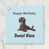 Custom birthday cute gray seal blue フェイバータグ (正面)