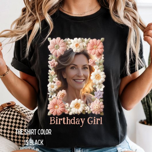 Custom Birthday Floral Frame Personalized  Tシャツ