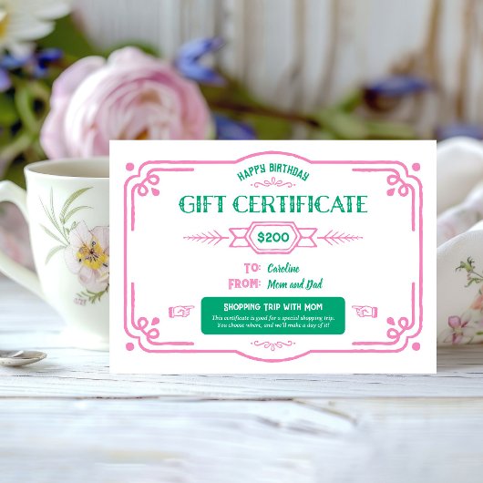 Custom Birthday Gift Certificate カード