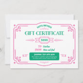 Custom Birthday Gift Certificate カード (正面)