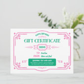 Custom Birthday Gift Certificate カード (スタンド正面)
