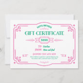 Custom Birthday Gift Certificate カード (正面)