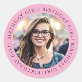 Custom Birthday Girl Photo Envelope Seal Sticker  ラウンドシール (正面)