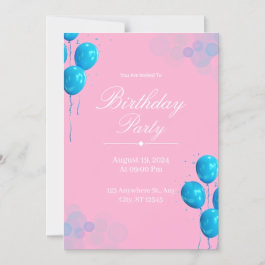 Custom Birthday Invitation Card マグネット招待状 (正面)
