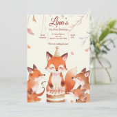Custom Birthday Invitation with Cute Foxes 招待状 (スタンド正面)