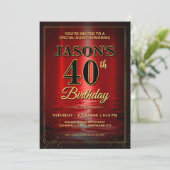 Custom Birthday Invite, Elegant Red Black Gold  In 招待状 (スタンド正面)