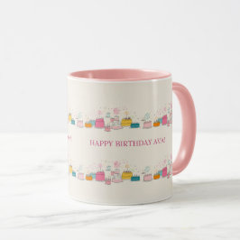 Custom Birthday Mug – Cream Confetti & Cake Doodle マグカップ