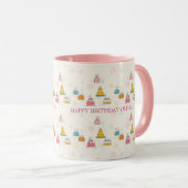 Custom Birthday Mug – Floating Cakes & Confetti マグカップ (正面右)