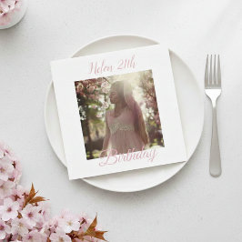 Custom Birthday Napkins with Photo - Personalized スタンダードカクテルナプキン