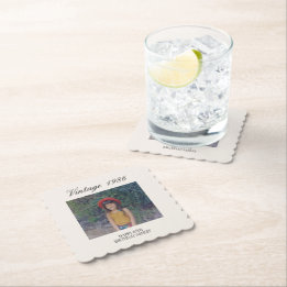 Custom Birthday Party Decor Vintage Baby Photo ペーパーコースター