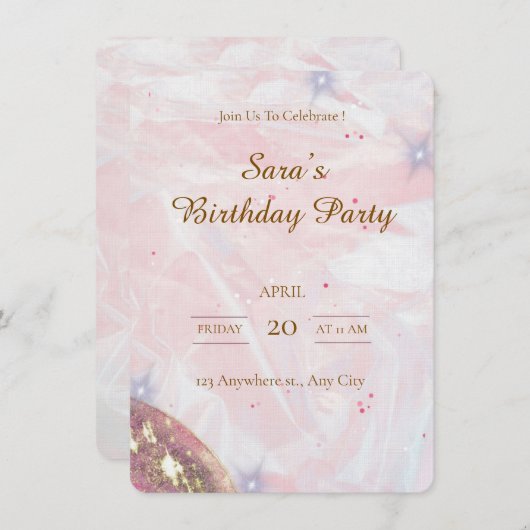Custom Birthday Party Invitation 招待状 (正面/裏面)