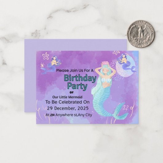 Custom Birthday Party Invitation | Editable Templa ノートカード (正面/裏面インサイチュ)