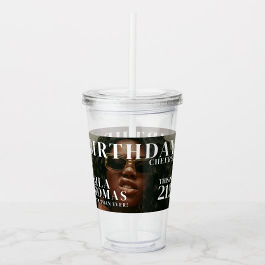 Custom Birthday Party Magazine Cover Cheers アクリルタンブラー (正面)