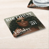 Custom Birthday Party Magazine Cover Cheers スクエアペーパーコースター (アングル)