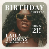 Custom Birthday Party Magazine Cover Cheers スクエアペーパーコースター (正面)