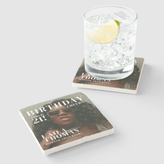 Custom Birthday Party Magazine Cover Cheers ストーンコースター (横)