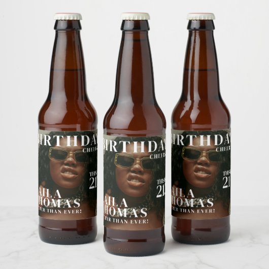 Custom Birthday Party Magazine Cover Cheers ビールラベル (ボトル)