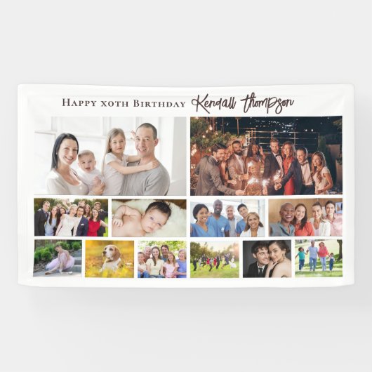Custom Birthday Photo Collage Welcome Sign modern 横断幕 (横)