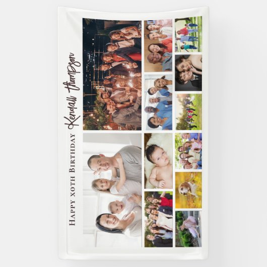 Custom Birthday Photo Collage Welcome Sign modern 横断幕 (縦)