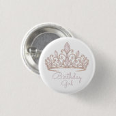 Custom Birthday Princess Blush Pink Badge 缶バッジ (正面&裏面)