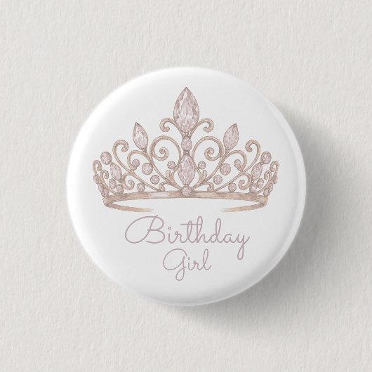 Custom Birthday Princess Blush Pink Badge 缶バッジ (正面)