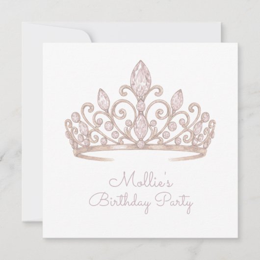 Custom Birthday Princess Blush Pink Invitations 招待状 (正面)