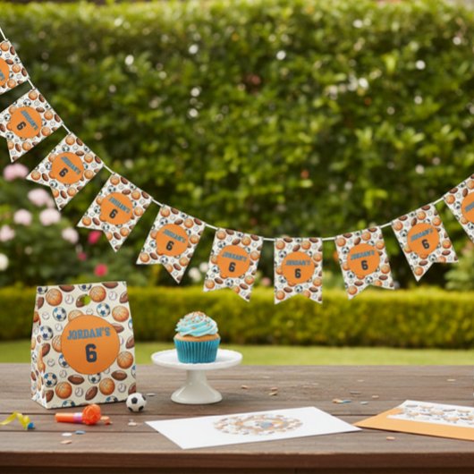 Custom Birthday Sports Theme バンティングフラッグ