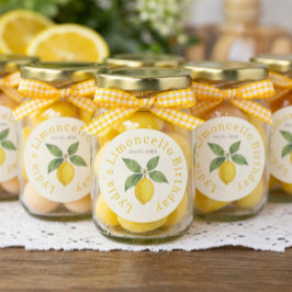 Custom Birthday Watercolor Lemon Classic  ラウンドシール