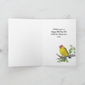 Custom  Birthday Watercolor Western Tanager Bird カード (内部)