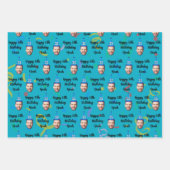 Custom Birthday Wrapping Paper, Blue ラッピングペーパーシート (正面3)