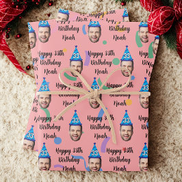 Custom Birthday Wrapping Paper, Pink ラッピングペーパーシート