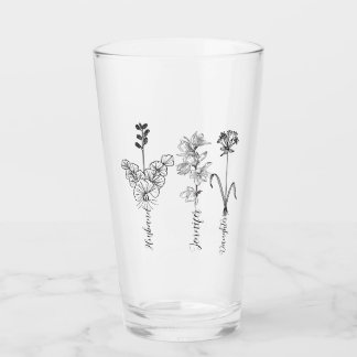 Custom birthflower Engrave name family タンブラーグラス