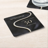 Custom Black 50 and Fabulous スクエアペーパーコースター (アングル)