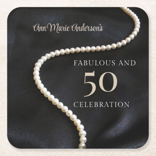 Custom Black 50 and Fabulous スクエアペーパーコースター (正面)