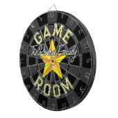 Custom Black And Charcoal Gray Color Yellow Star ダーツボード (正面右)