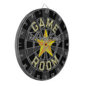 Custom Black And Charcoal Gray Color Yellow Star ダーツボード (正面左)