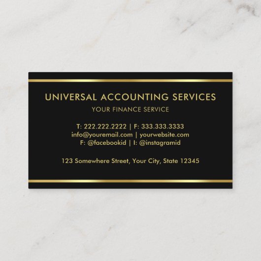 Custom Black and Gold Premium Professional 名刺 (裏面)