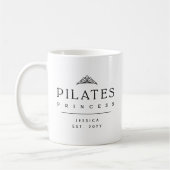 Custom Black and White Minimalist Pilates Princess コーヒーマグカップ (左)