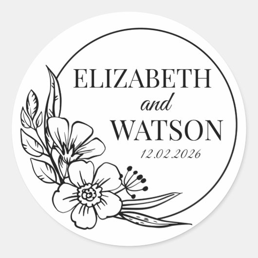 Custom Black and White Wedding Create Your Own DIY ラウンドシール (正面)