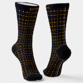 Custom Black and Yellow Orange Checkered Pattern ソックス (傾斜あり)