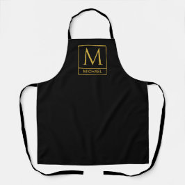 Custom Black Apron Personalized with Name and Init エプロン