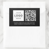 Custom Black Business Logo and Website QR Code 長方形シール (バッグ)