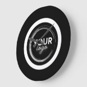 Custom Black Business Logo Branded Company ラージ壁時計 (傾斜)