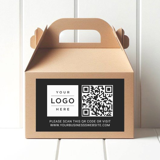 Custom Black Business Logo QR Code 長方形シール